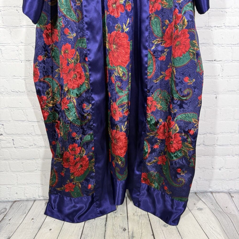 Vintage 90s Victoria's Secret Satin Sleep Dress Womens Small Purple Blue Floral - Picture 7 of 14